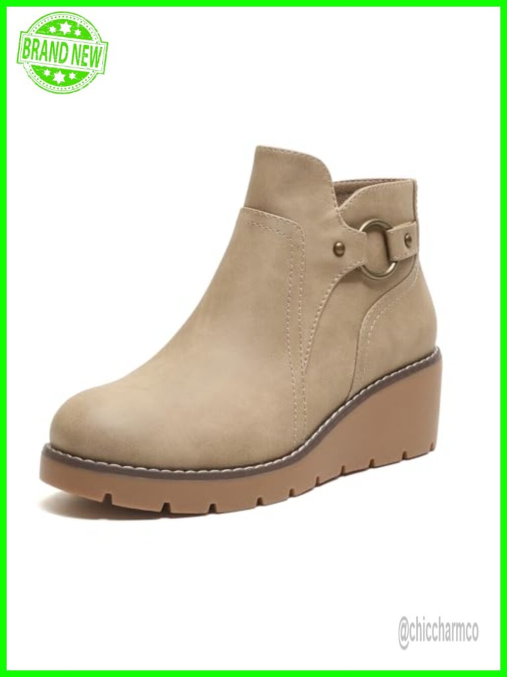 Womens Wedge Ankle Boots Chunky Low Heel Side Zipper Fall Short Booties